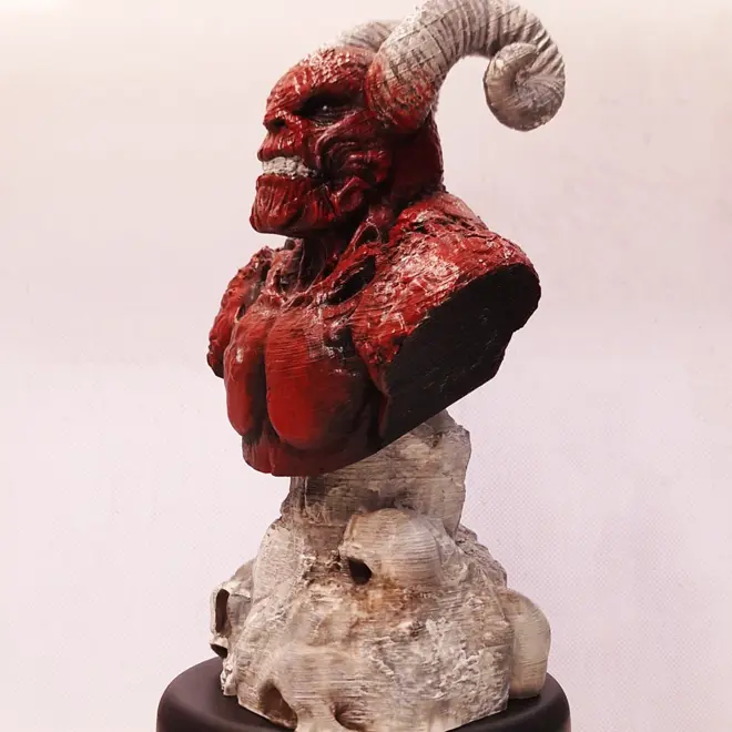 Demon Bust with Skulls Base Statue